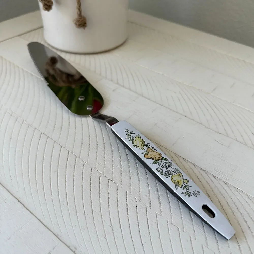 Vintage Cheese Spatula Knife Spreader Stainless‎ Steel Made in USA Veggie Design